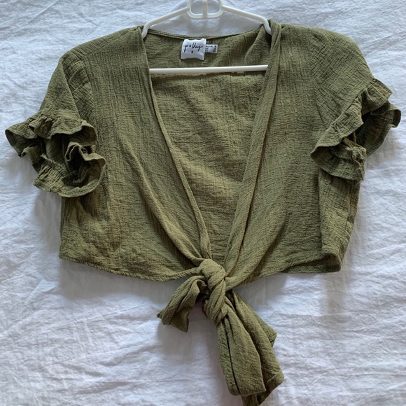 Princess Polly Tops - Princess Polly green tie top